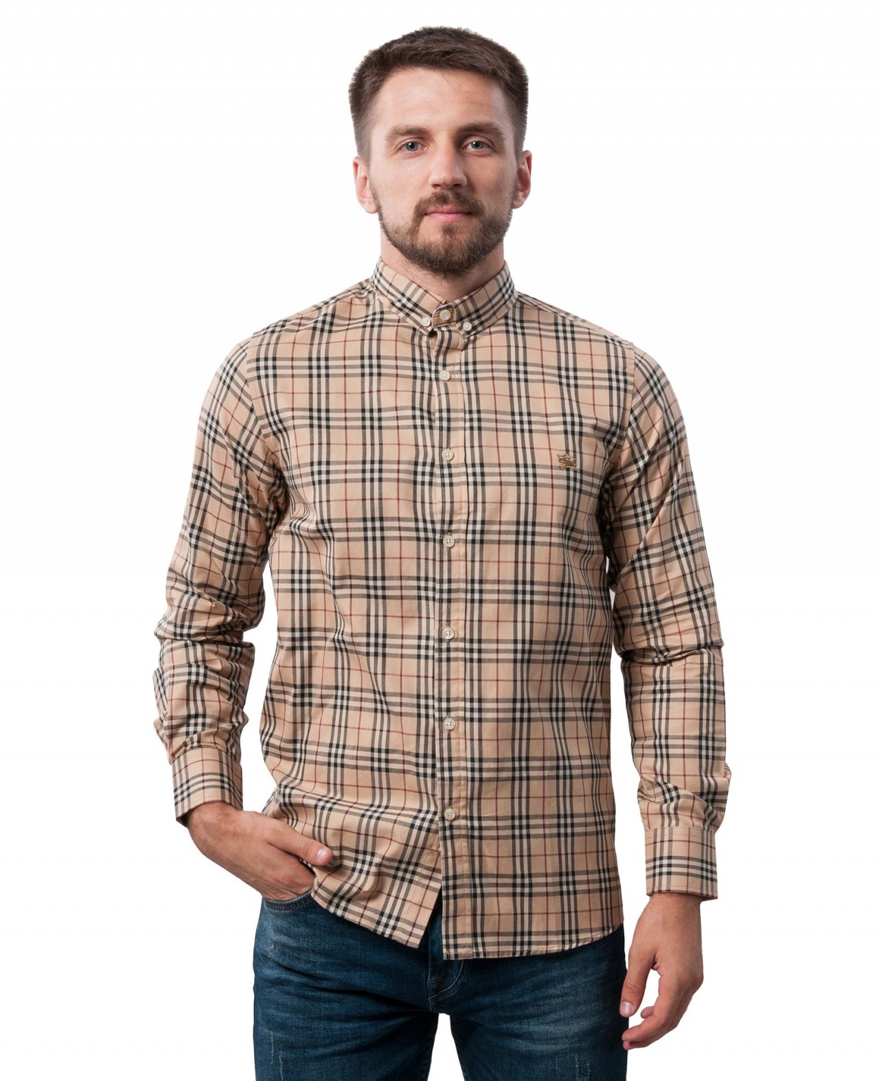 Рубашка BURBERRY в клетку с длинным рукавом купить в интернет магазин  мужской одежды | for-men.ua