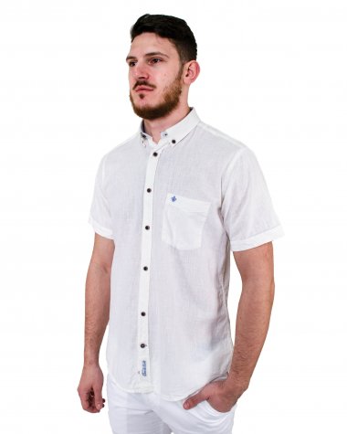 Льняная рубашка с коротким рукавом TONELLI CLASSIC 03-1023-23/K1063